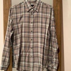 John varvatos men’s button down Grey blue check m